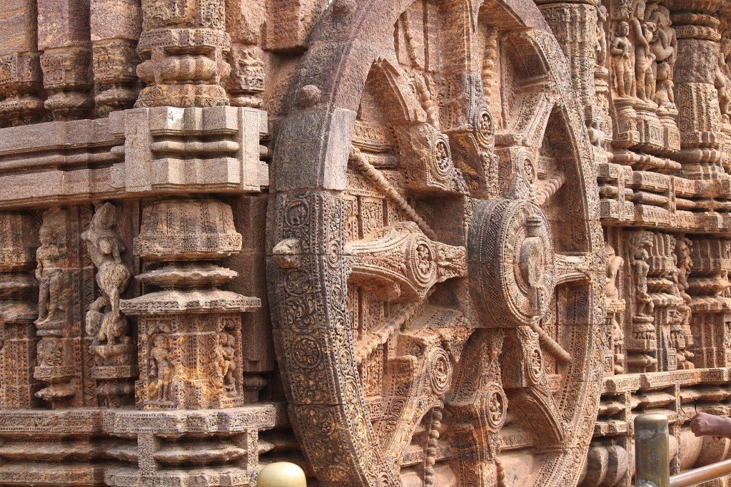 Carved chariot wheel, Konark Sun Temple, Odisha