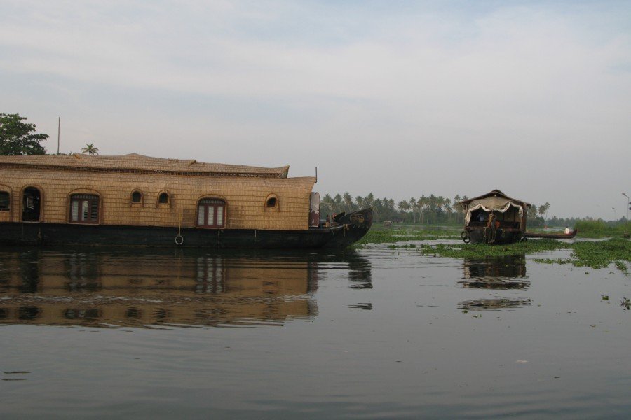 This is an image file which displays houseboat in Alleppey Kerala